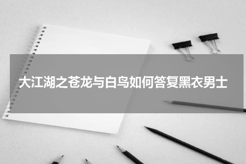 大江湖之苍龙与白鸟如何答复黑衣男士